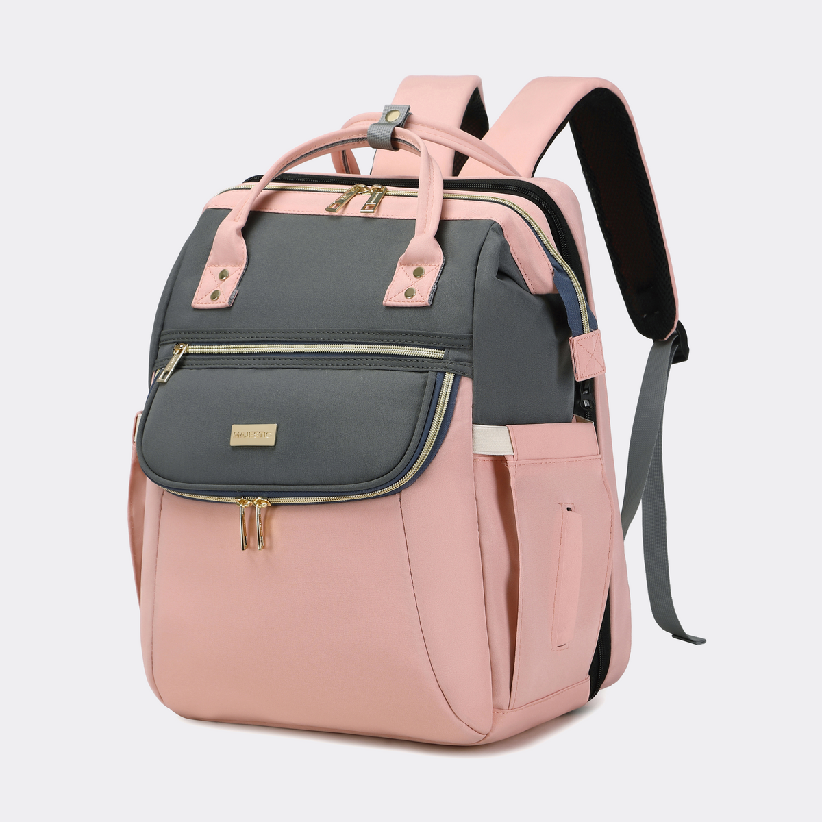 Pink-Grey Diaper Bag Backpack — MAJ137