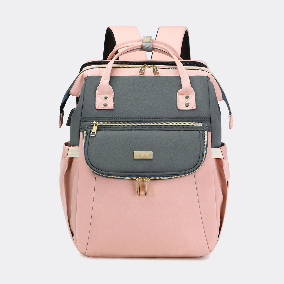 Pink-Grey Diaper Bag Backpack — MAJ137