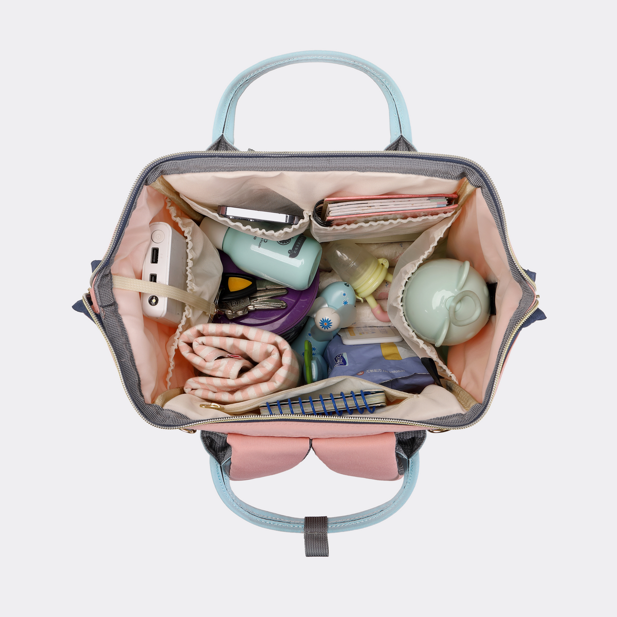 Pink & Sky Blue Diaper Bag — MAJ139